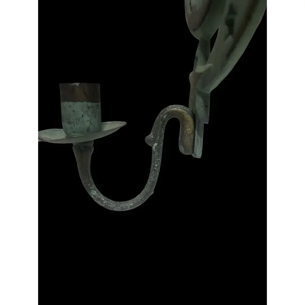 Moon Taper Candle Holder Sconce Partylite Verdigris Brass Vintage 1994 - Picture 5 of 7